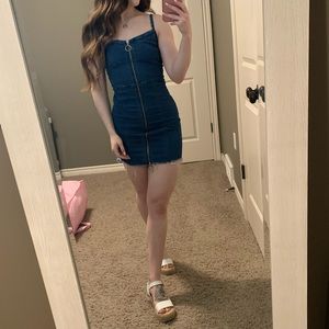 Zara zip denim dress size XS